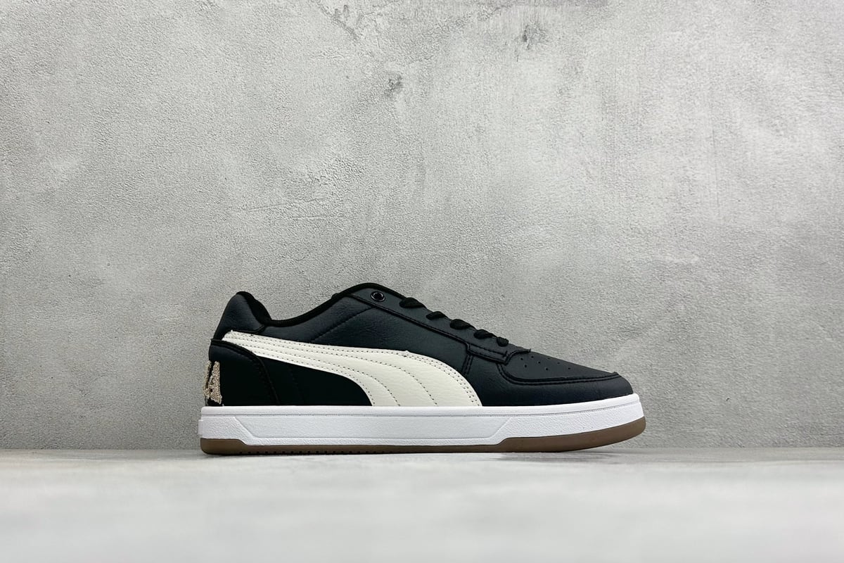 彪马 Puma Caven 2.0 Retro Club 防滑耐磨低帮德训板鞋 黑 侧面实拍图