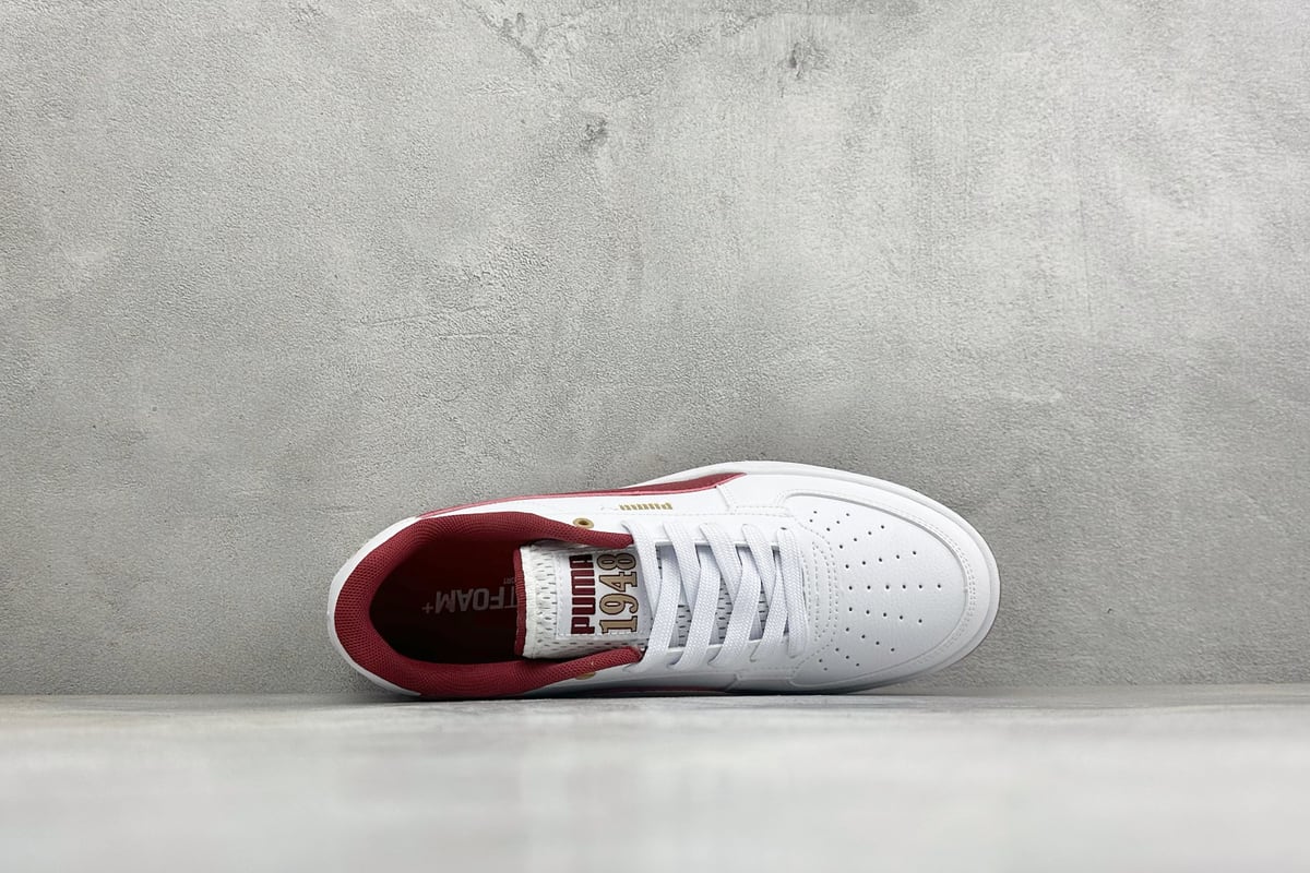 彪马 Puma Caven 2.0 Retro Club 防滑耐磨低帮德训板鞋 白红 背面实拍图