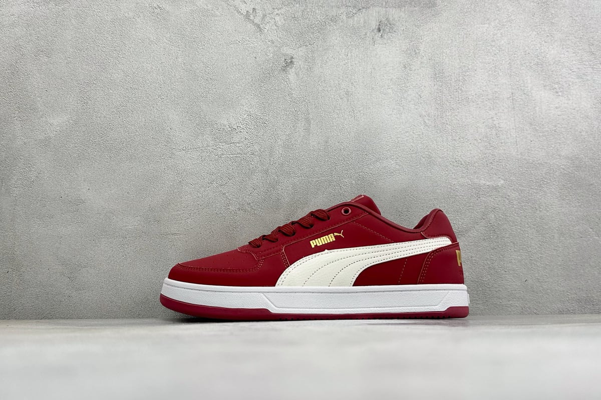 彪马 Puma Caven 2.0 Retro Club 防滑耐磨低帮德训板鞋 红黑 正面实拍图