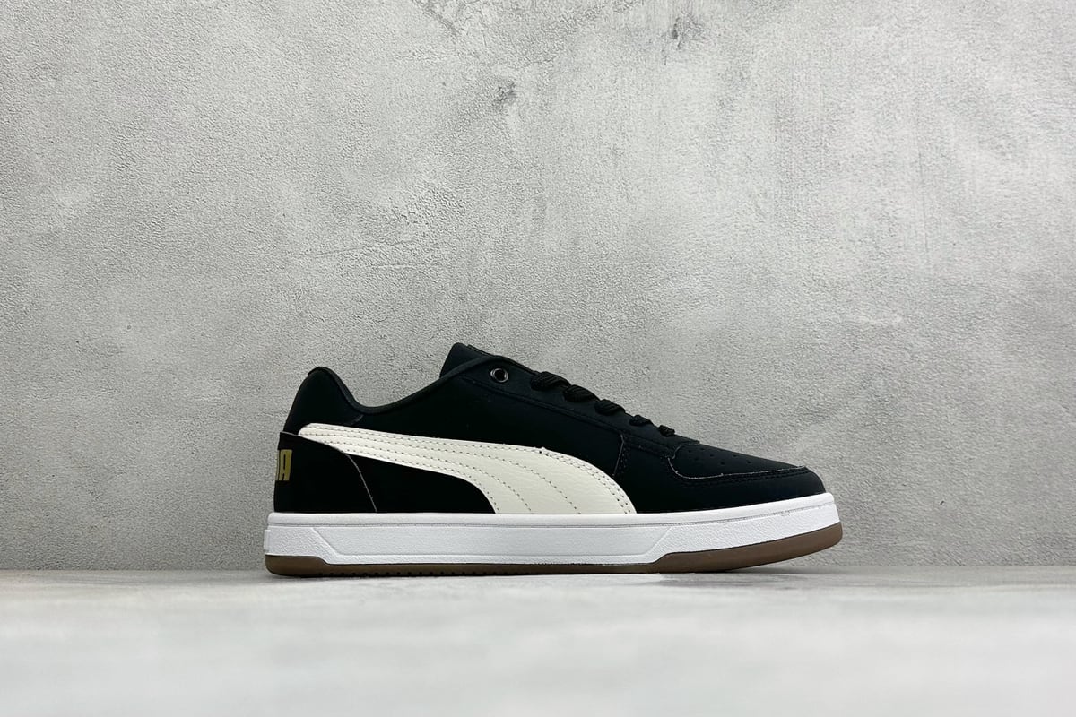 彪马 Puma Caven 2.0 Retro Club 防滑耐磨低帮德训板鞋 黑灰 侧面实拍图