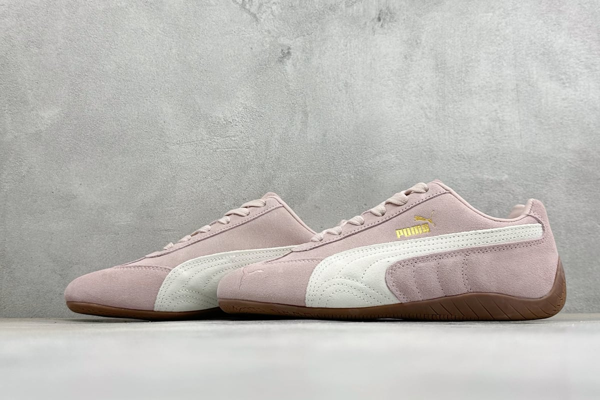 彪马 Puma Speedcet Etoile Wns 薄底德迅复古运动休闲赛车跑鞋 粉白 鞋跟实拍图