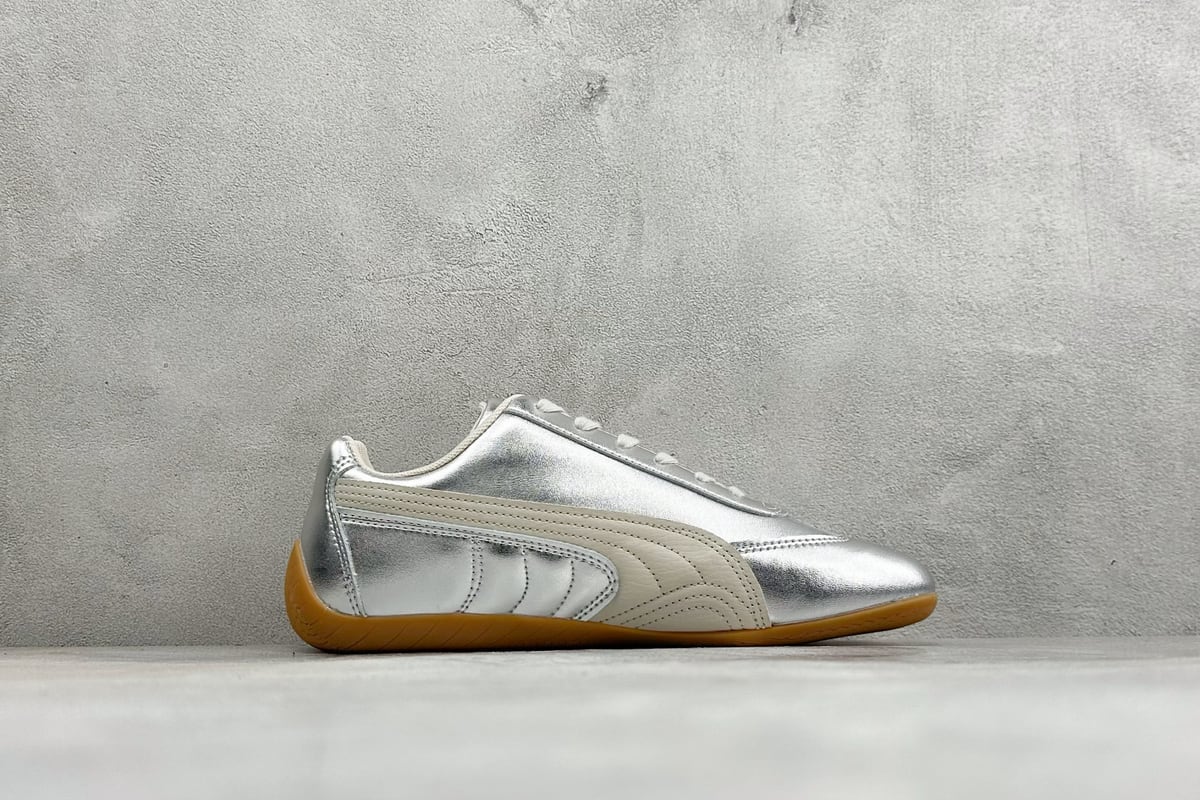 彪马 Puma Speedcet Etoile Wns 薄底德迅复古运动休闲赛车跑鞋 粉棕 侧面实拍图