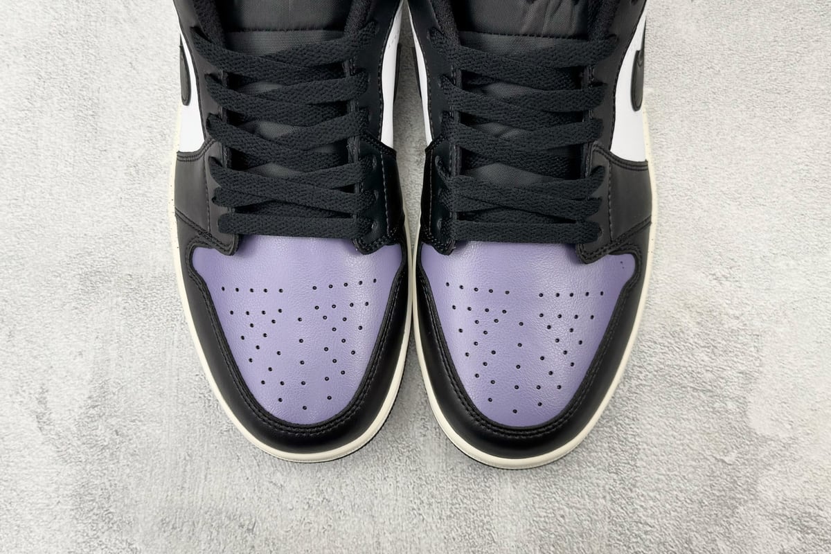 乔丹 Air Jordan 1 黑白紫蓝 鞋标实拍图
