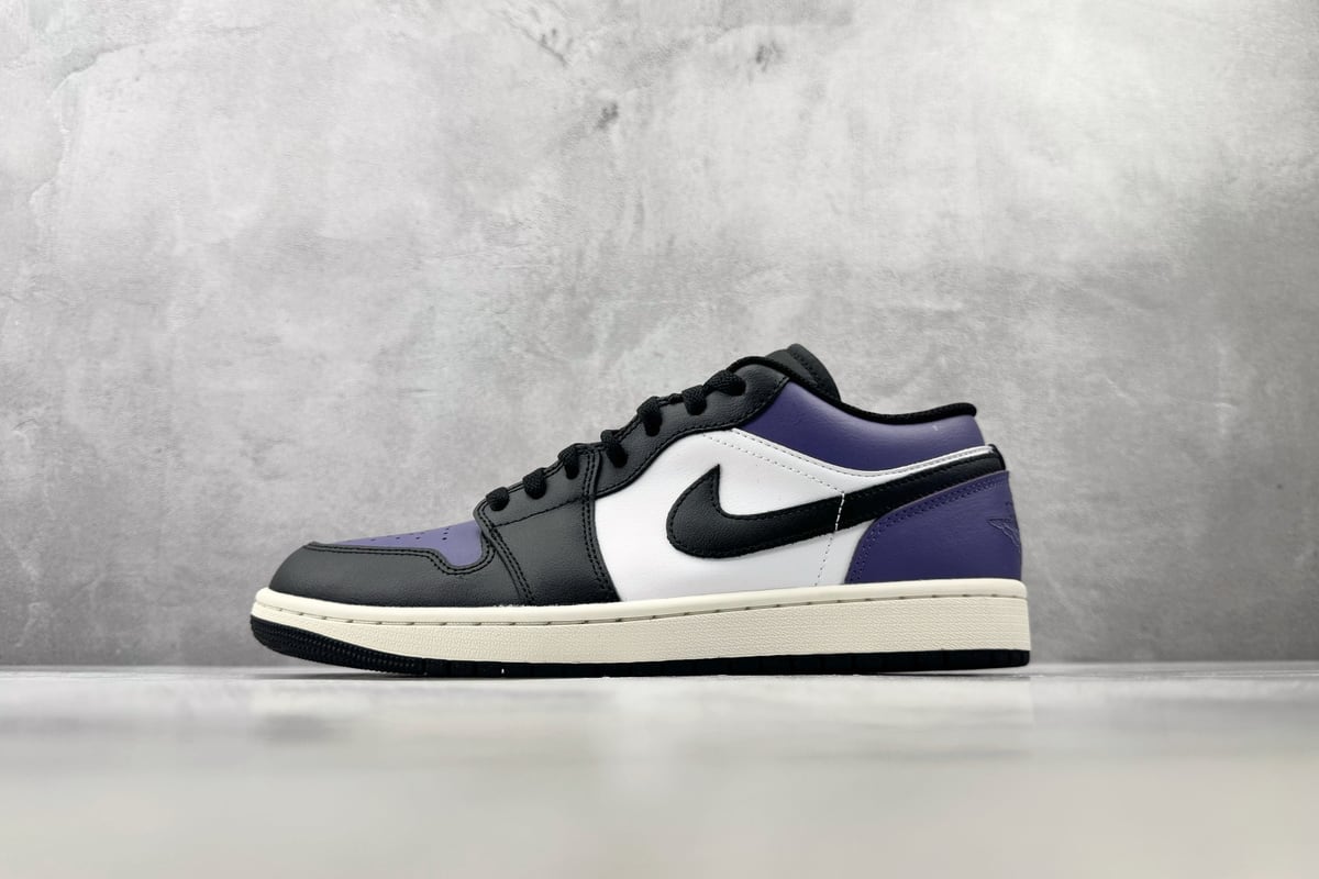 乔丹 Air Jordan 1 Low Court Purple OG 黑紫蓝 正面实拍图
