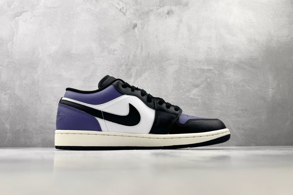 乔丹 Air Jordan 1 Low Court Purple OG 黑紫蓝 侧面实拍图