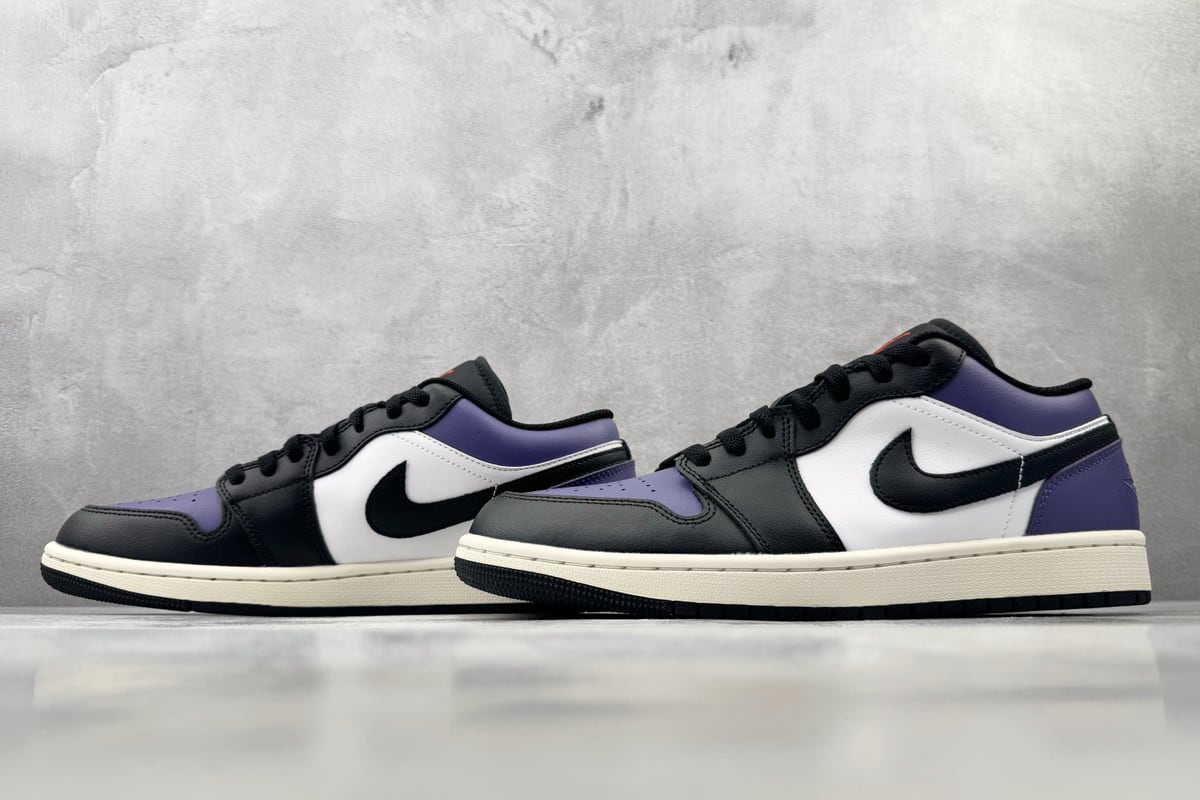 乔丹 Air Jordan 1 Low Court Purple OG 黑紫蓝 鞋跟实拍图