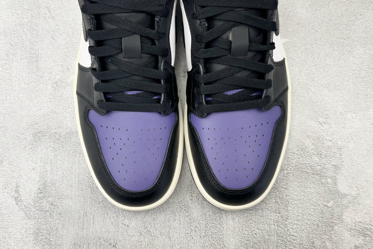 乔丹 Air Jordan 1 Low Court Purple OG 黑紫蓝 鞋标实拍图