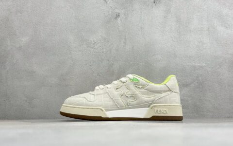 芬迪FENDI Match 圆头厚底低帮板鞋Fendi 情侣款休闲鞋独家定制白绿粉纯原版本 货号：7E1493AHH2