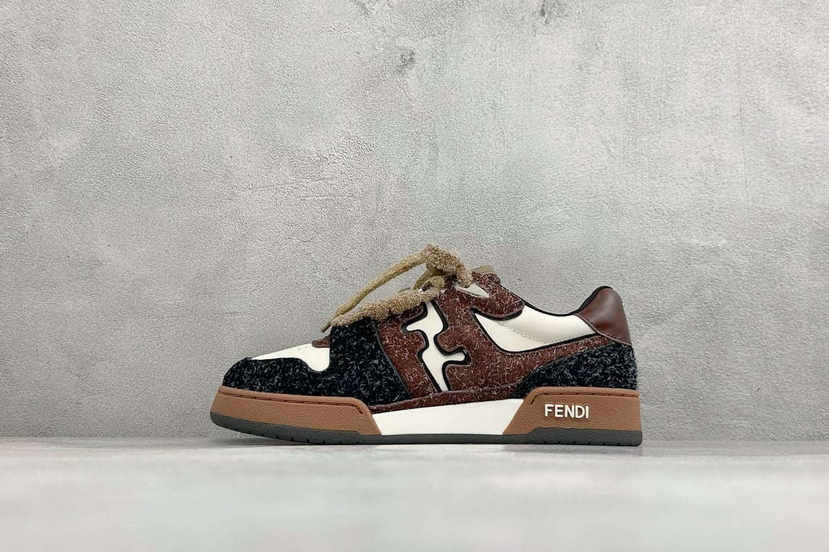 芬迪 FENDI Match 圆头厚底 低帮板鞋 Fendi 情侣款休闲鞋 独家定制 黑白棕 正面实拍图