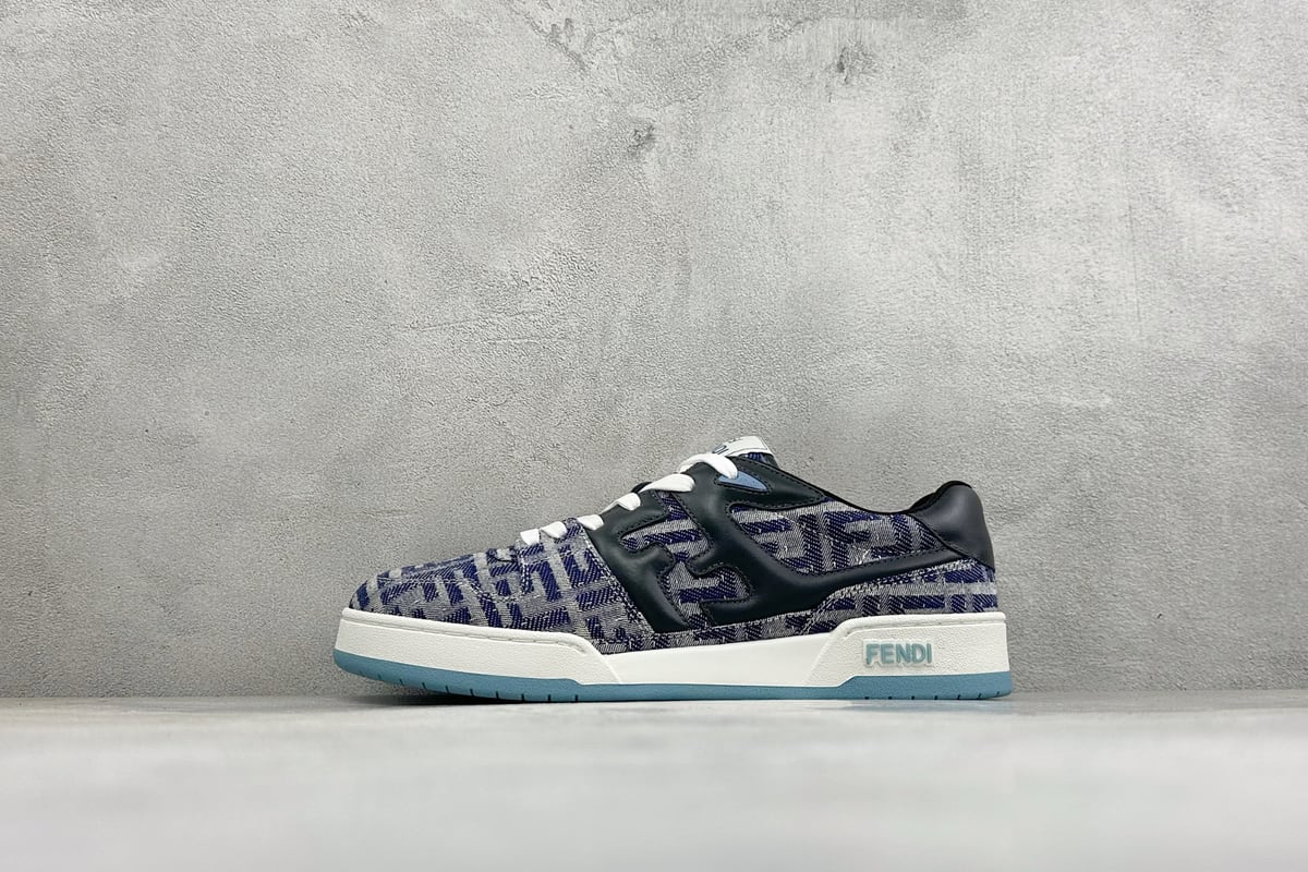 芬迪 FENDI Match 圆头厚底 低帮板鞋 Fendi 情侣款休闲鞋 独家定制 黑白蓝 正面实拍图