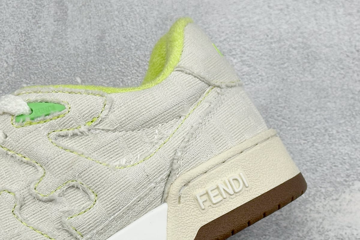 芬迪 FENDI Match 圆头厚底 低帮板鞋 Fendi 情侣款休闲鞋 独家定制 白绿 细节实拍图
