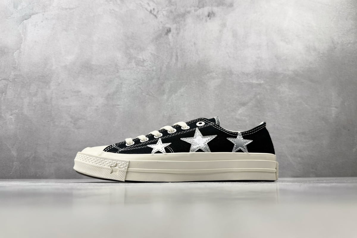 匡威 Converse CHUCK 70 X 星星印花 黑色 正面实拍图