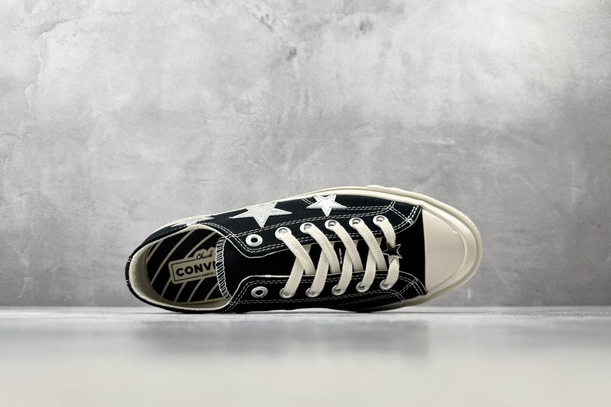 匡威 Converse CHUCK 70 X 星星印花 黑色 背面实拍图