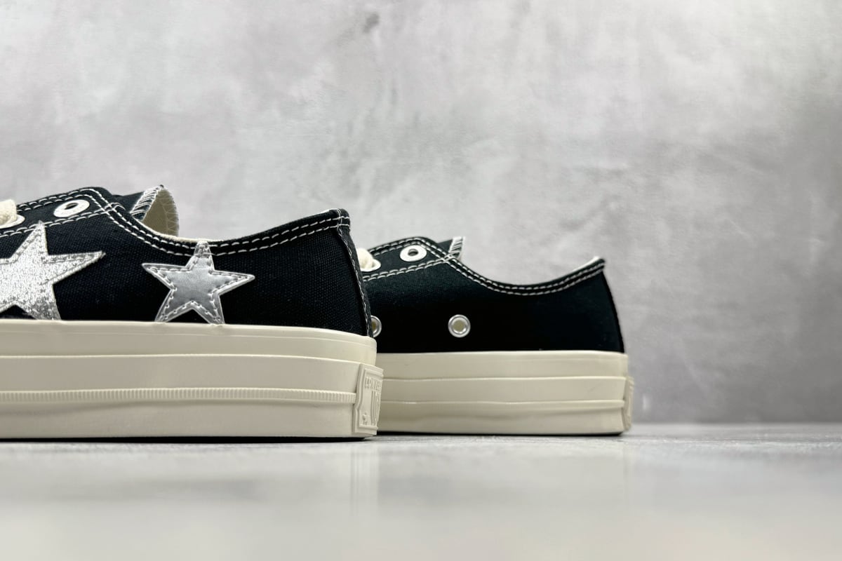 匡威 Converse CHUCK 70 X 星星印花 黑色 上脚实拍图