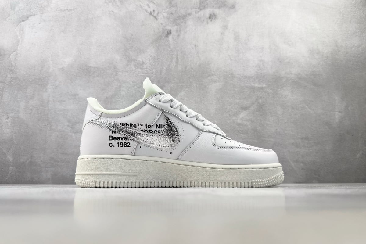 耐克 Nike Air Force 1 Virgil Abloh 白 侧面实拍图