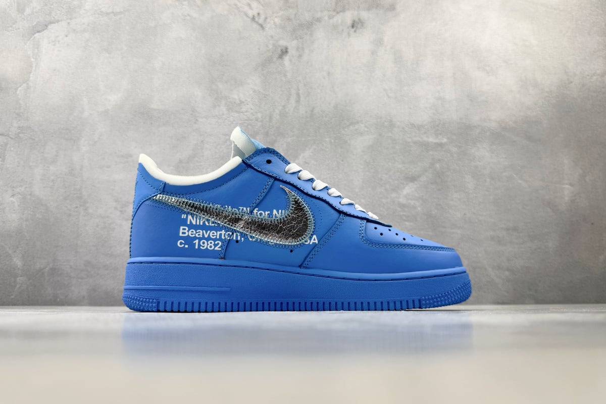 耐克 Nike OFF-WHITE x Air Force 1 07 "MCA" 蓝 侧面实拍图