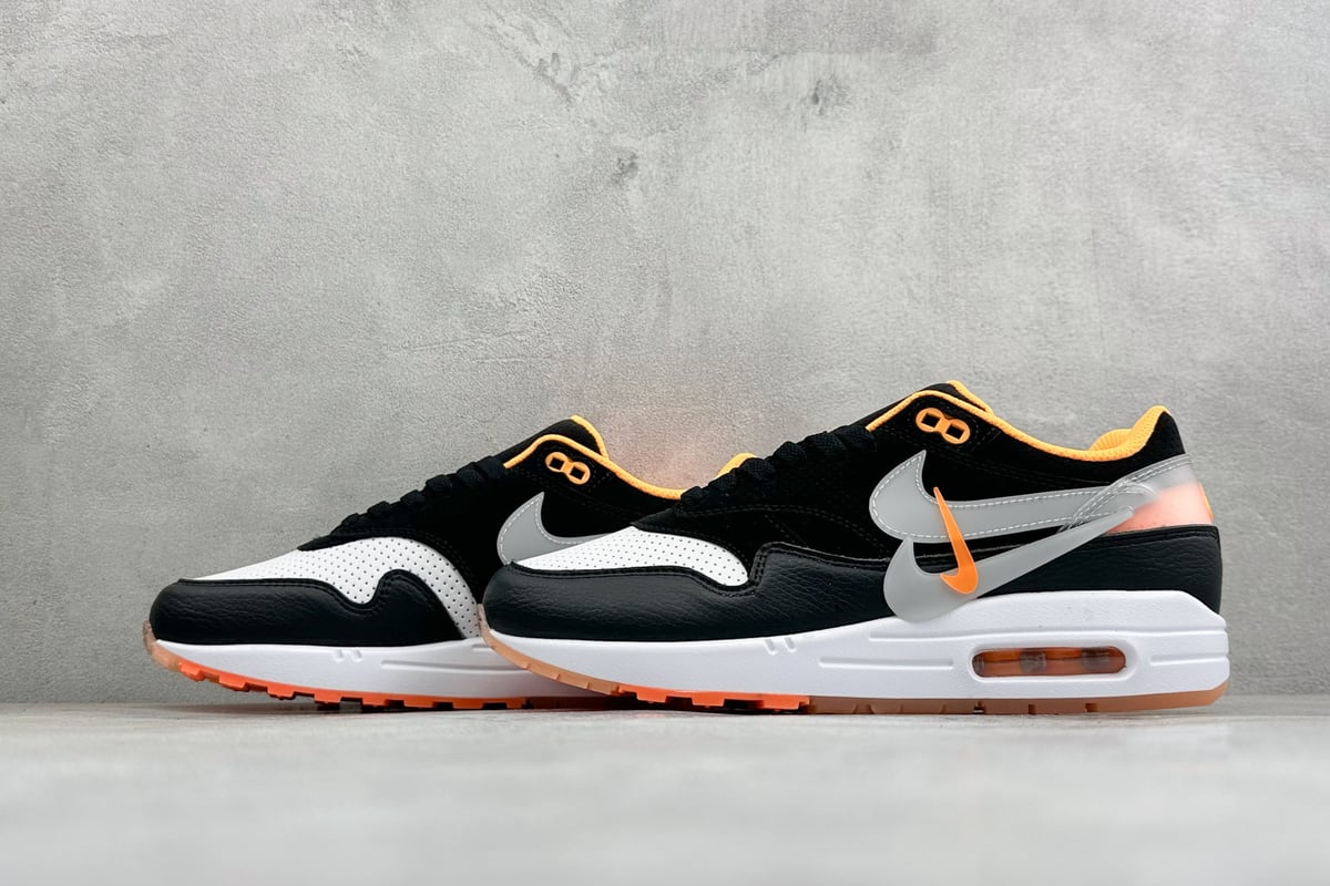 耐克 Nike Air Max 1 初代复古气垫慢跑鞋 由Tinker 黑白橙 鞋跟实拍图