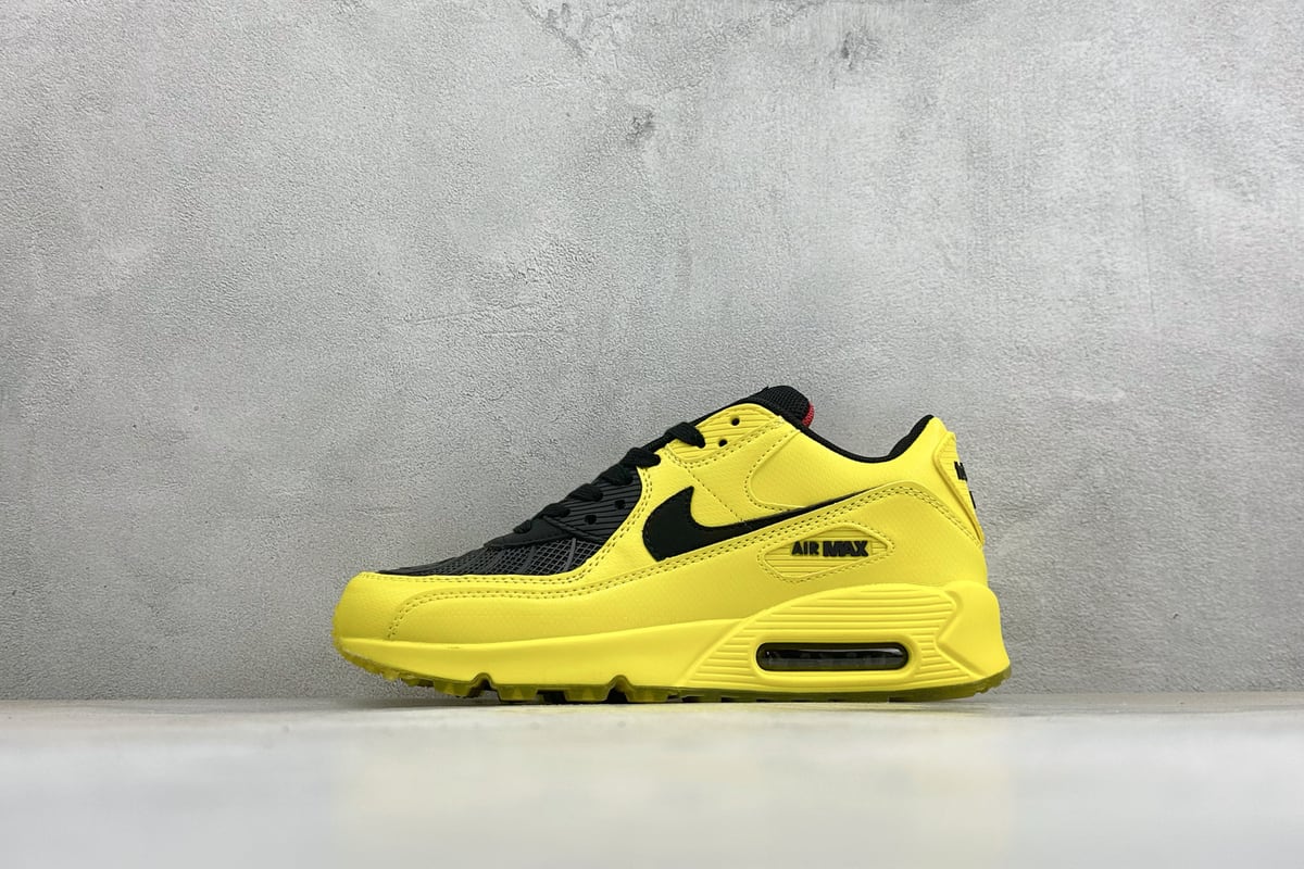 耐克 Nike Air Max 90 复古气垫跑鞋 黄黑 正面实拍图