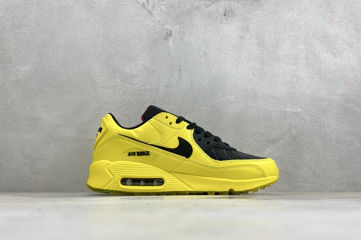 耐克 Nike Air Max 90 复古气垫跑鞋 黄黑 侧面实拍图