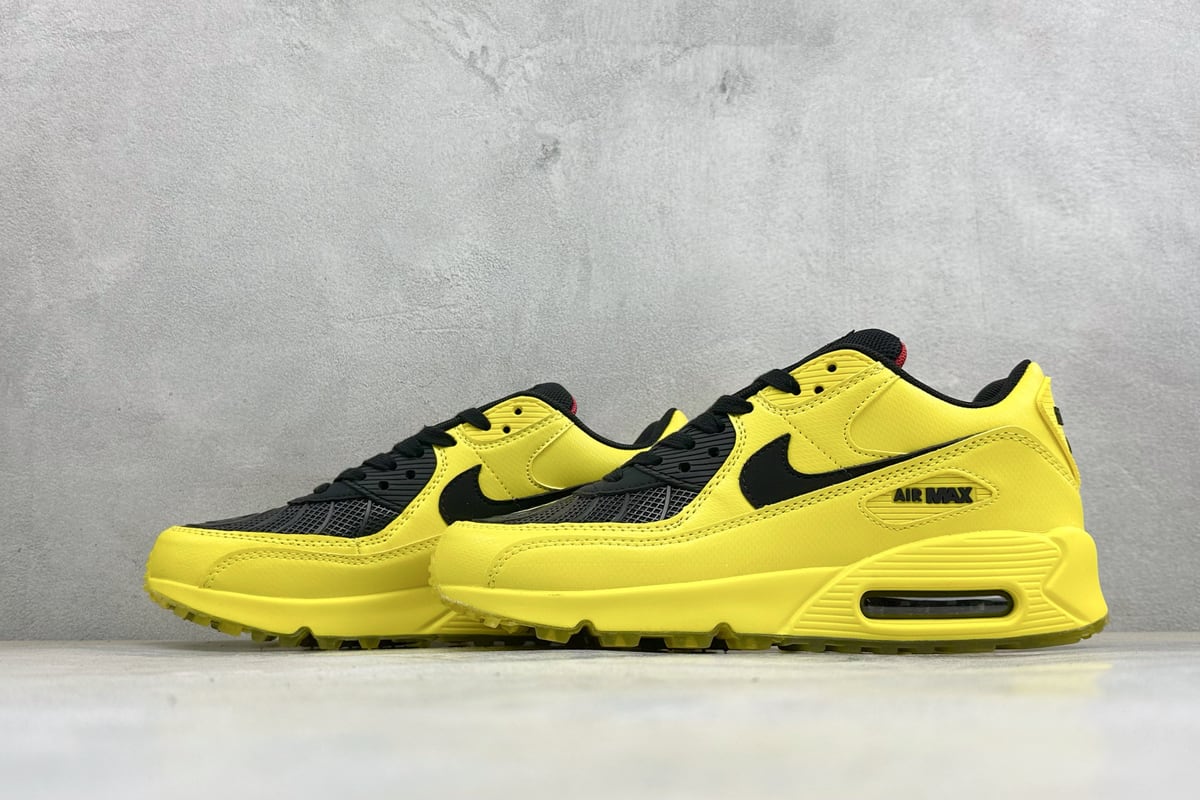 耐克 Nike Air Max 90 复古气垫跑鞋 黄黑 鞋跟实拍图