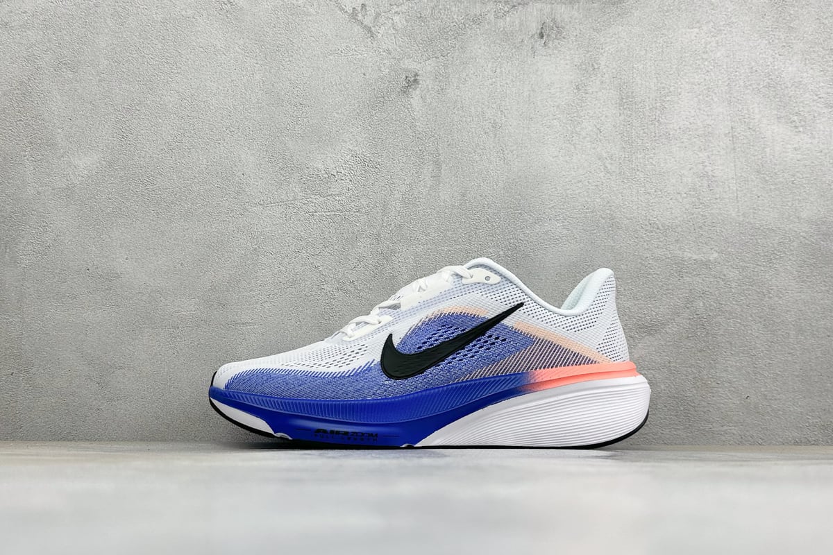 耐克 Nike Air Zoom Pegasus 42代 耐磨防滑运动跑步鞋 白蓝 正面实拍图