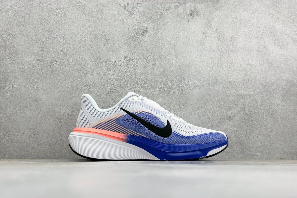 耐克 Nike Air Zoom Pegasus 42代 耐磨防滑运动跑步鞋 白蓝 侧面实拍图