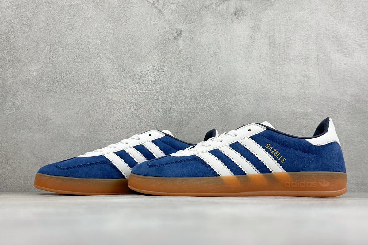 阿迪达斯 Adidas Originals Gazelle Indoor 蓝白 鞋跟实拍图