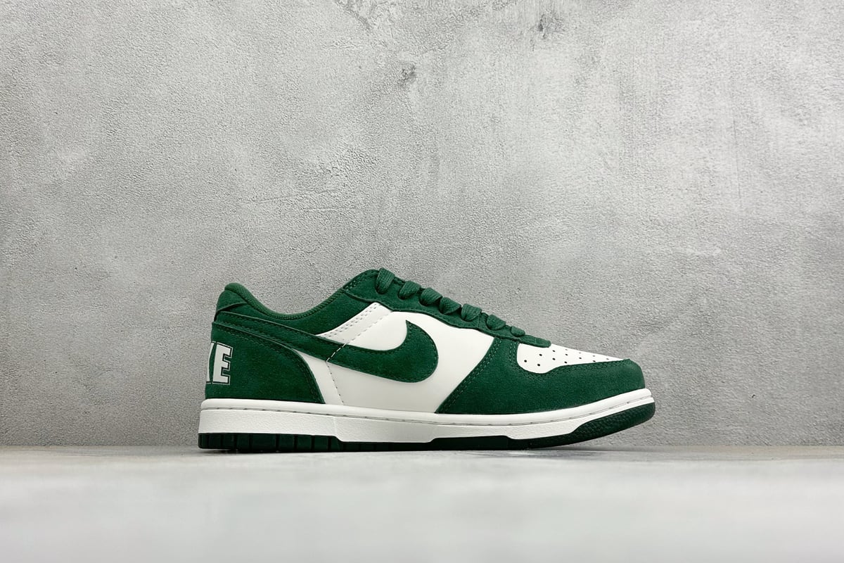耐克 Nike BIG LOW 简约百搭 減震耐磨 低帮板鞋 绿白 侧面实拍图