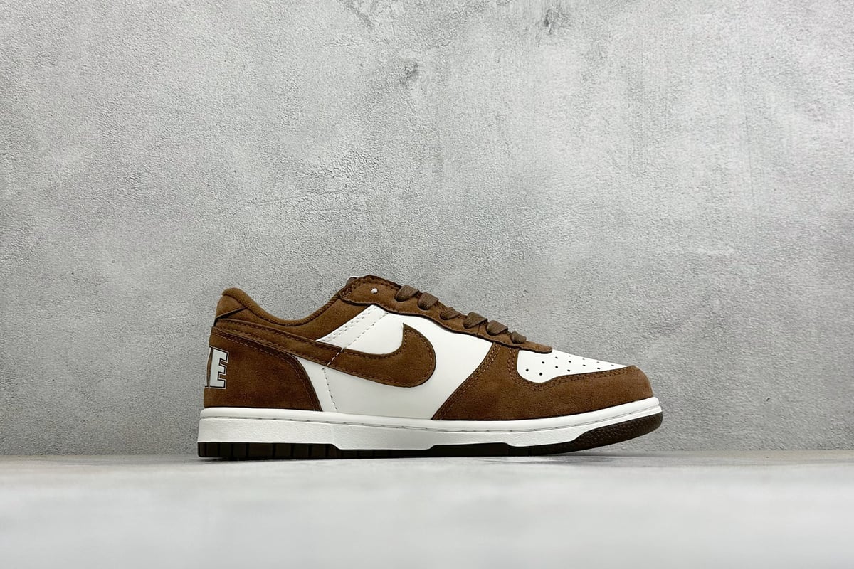 耐克 Nike BIG LOW 简约百搭 減震耐磨 低帮板鞋 棕白 侧面实拍图