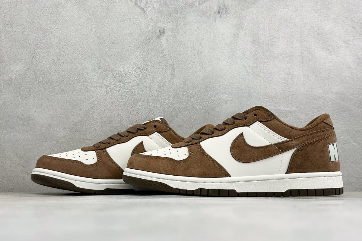 耐克 Nike BIG LOW 简约百搭 減震耐磨 低帮板鞋 棕白 鞋跟实拍图