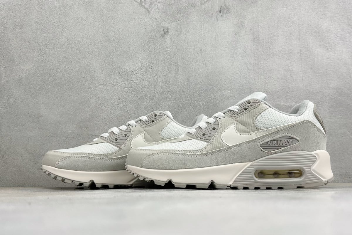 耐克 Nike Air Max 90 复古气垫跑鞋 白灰 鞋跟实拍图