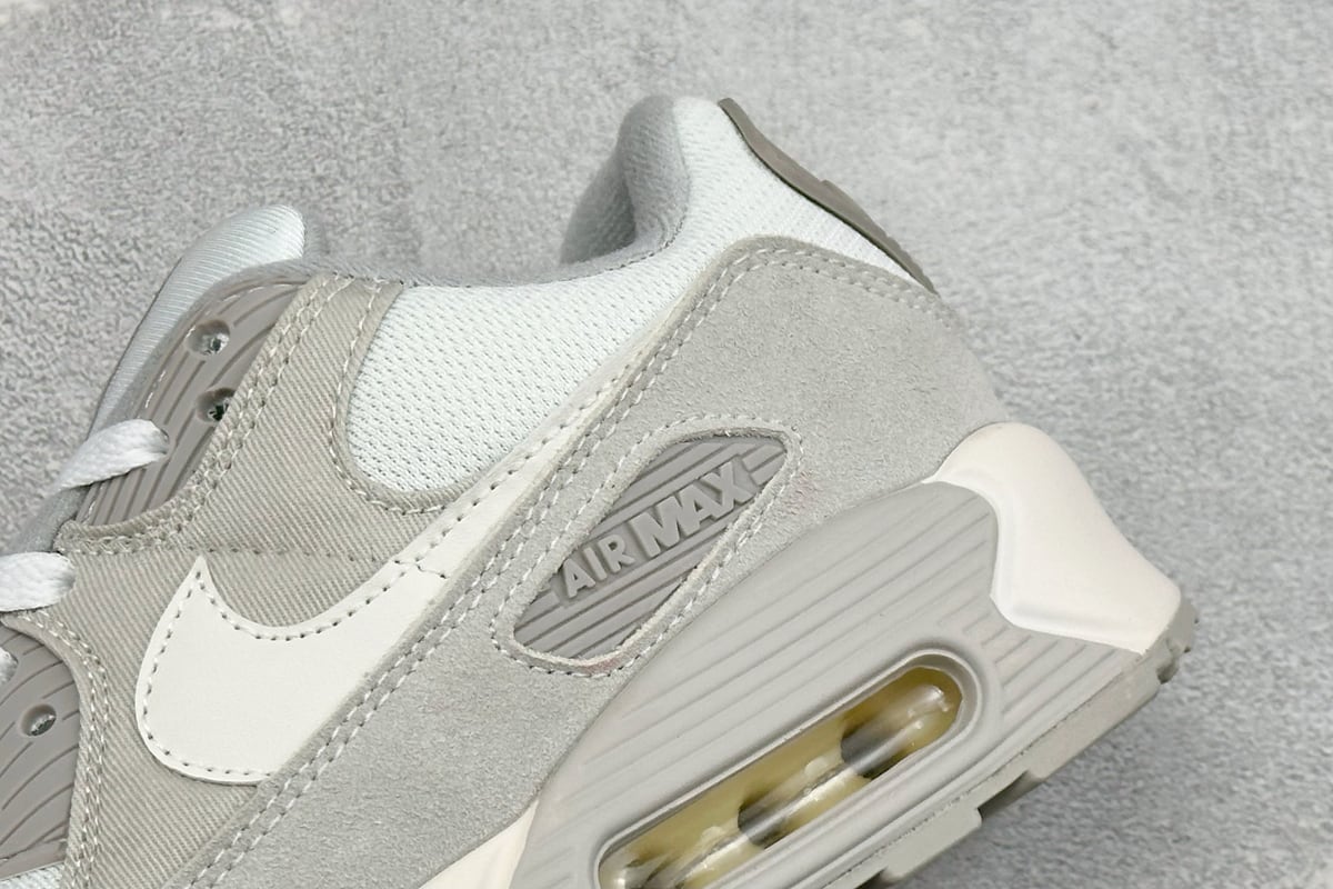 耐克 Nike Air Max 90 复古气垫跑鞋 白灰 细节实拍图