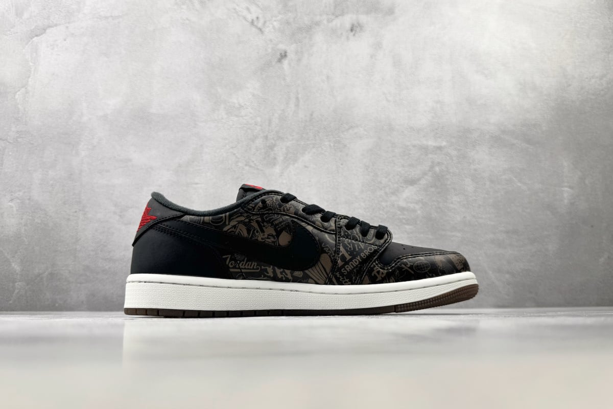 乔丹 Air Jordan 1 OG LS "Laser" 黑红白 侧面实拍图