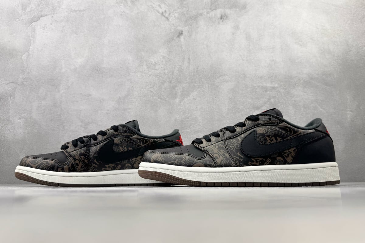 乔丹 Air Jordan 1 OG LS "Laser" 黑红白 鞋跟实拍图