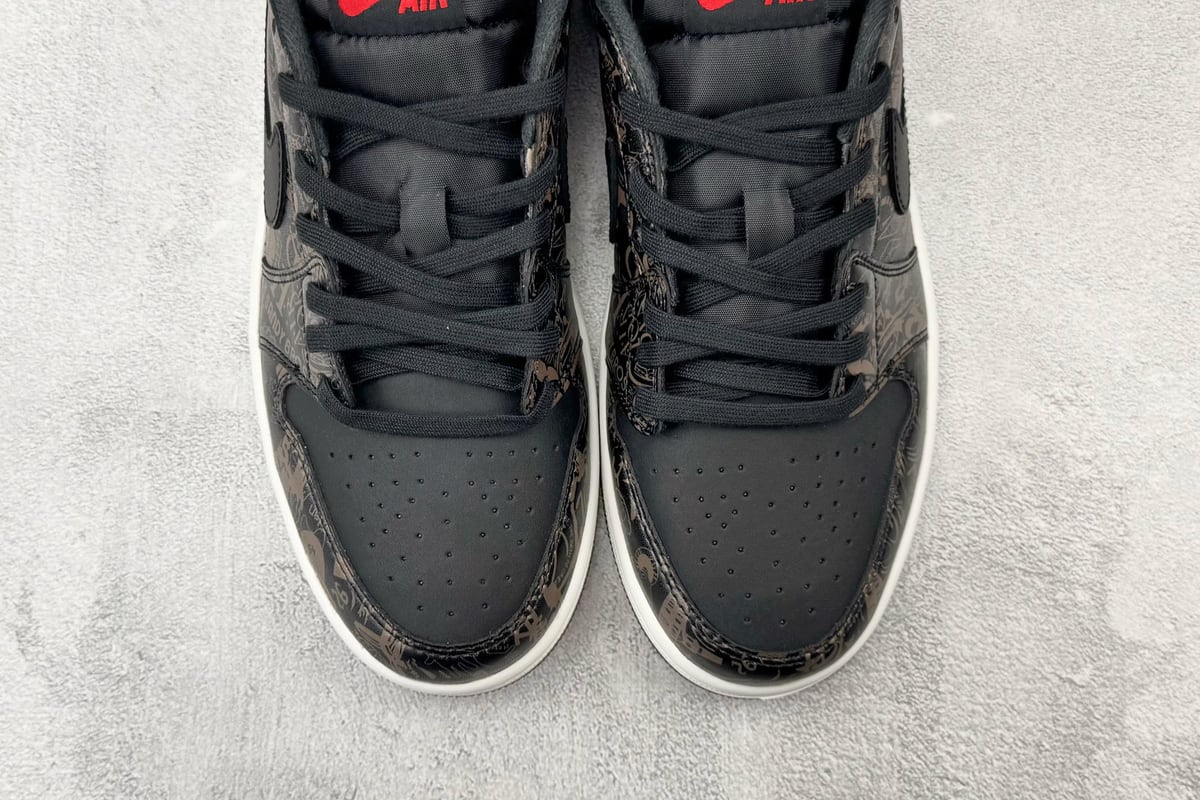 乔丹 Air Jordan 1 OG LS "Laser" 黑红白 鞋标实拍图