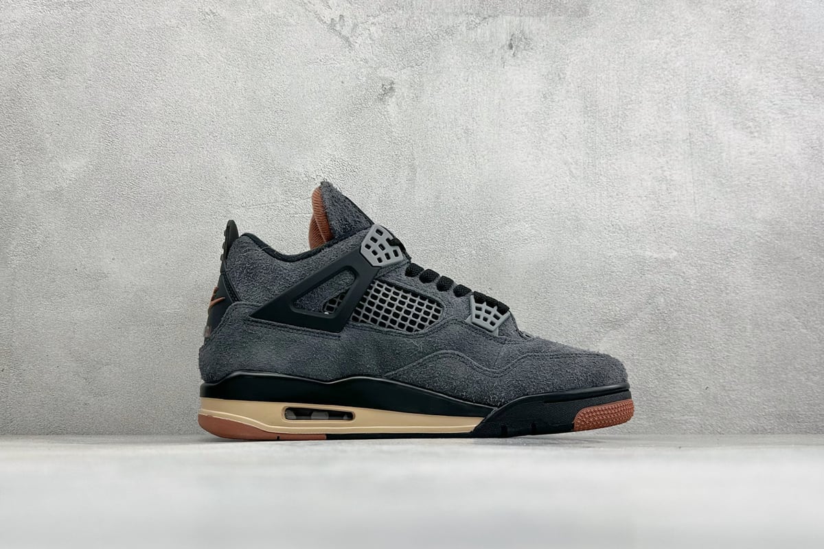 乔丹 Air Jordan 4 Retro 耐克迈克尔 灰黑 侧面实拍图