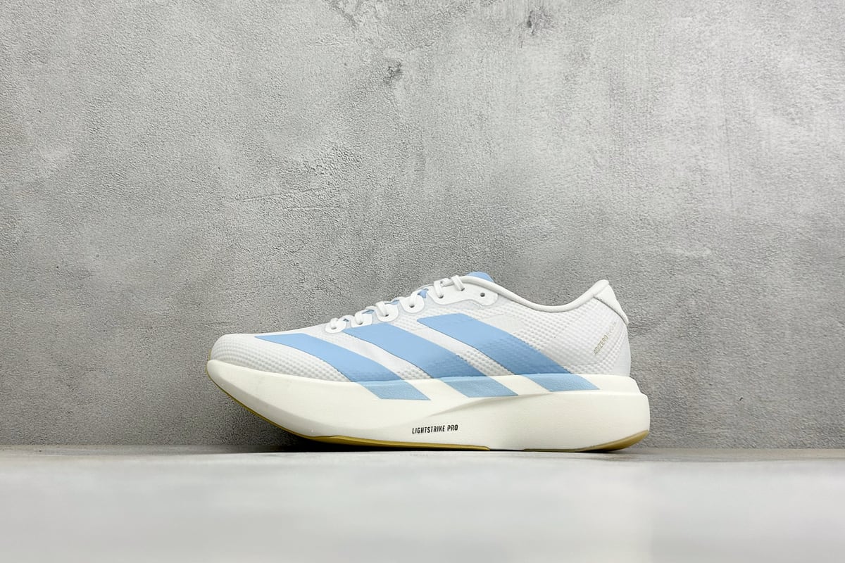 阿迪达斯 Adidas Adizero Evo SL 阿迪超轻透气缓震跑鞋 白蓝 正面实拍图
