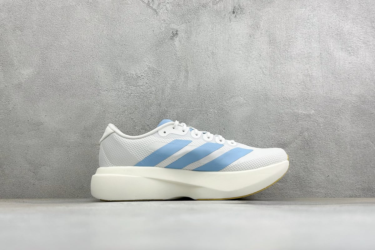 阿迪达斯 Adidas Adizero Evo SL 阿迪超轻透气缓震跑鞋 白蓝 侧面实拍图