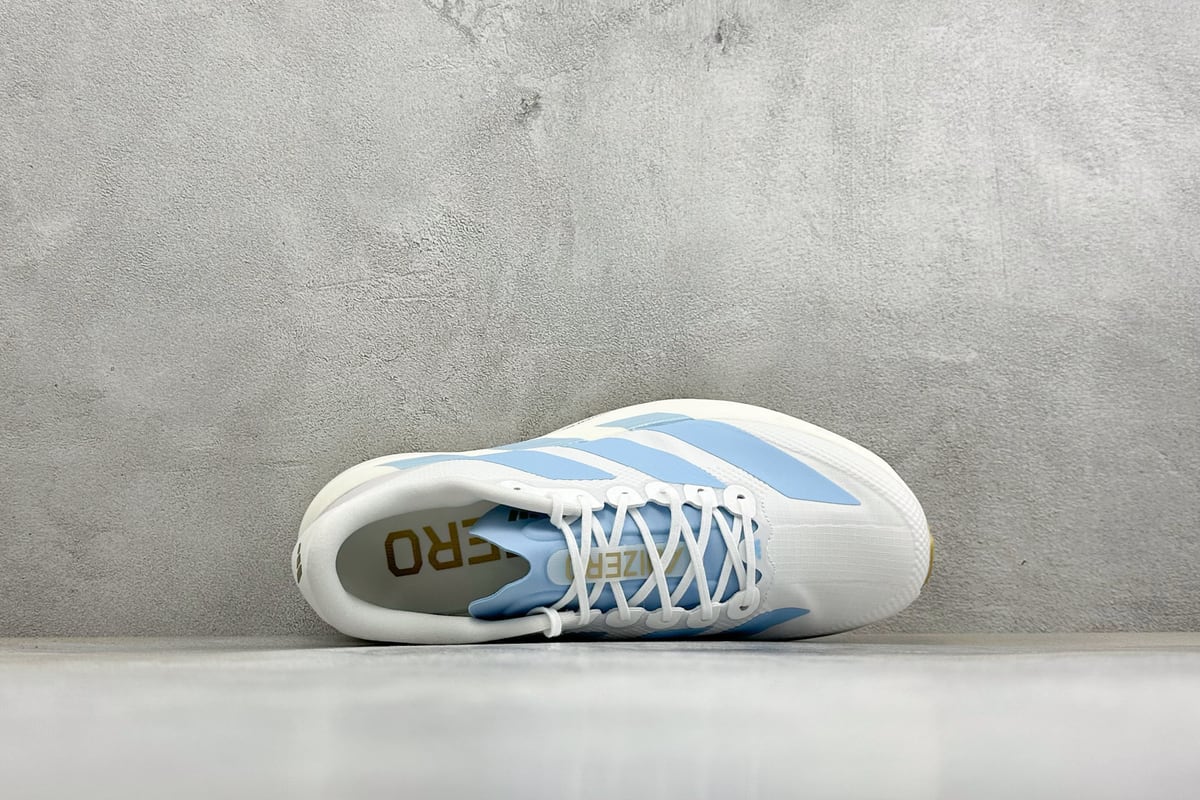 阿迪达斯 Adidas Adizero Evo SL 阿迪超轻透气缓震跑鞋 白蓝 背面实拍图