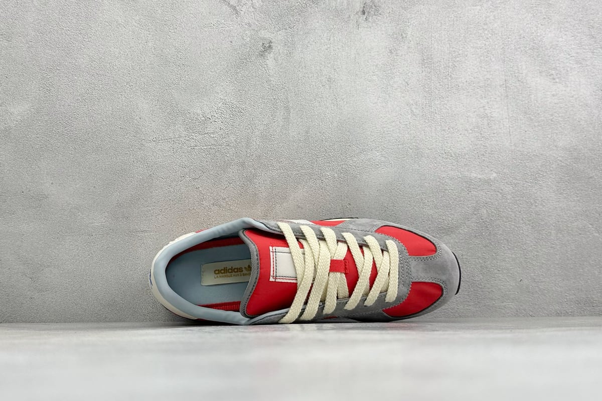 阿迪达斯 Adidas originals BW RUN 舒适贴合复古风德训跑步鞋 红灰 背面实拍图