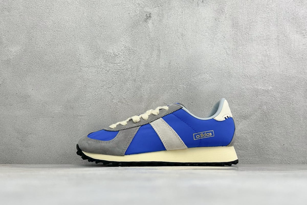 阿迪达斯 Adidas originals BW RUN 舒适贴合复古风德训跑步鞋 蓝灰 正面实拍图