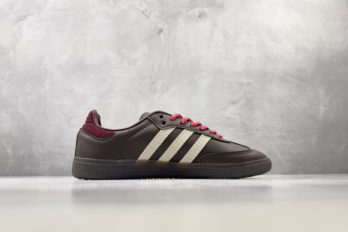 阿迪达斯 Adidas originals SAMBA OG 深巧克力棕白橙 侧面实拍图