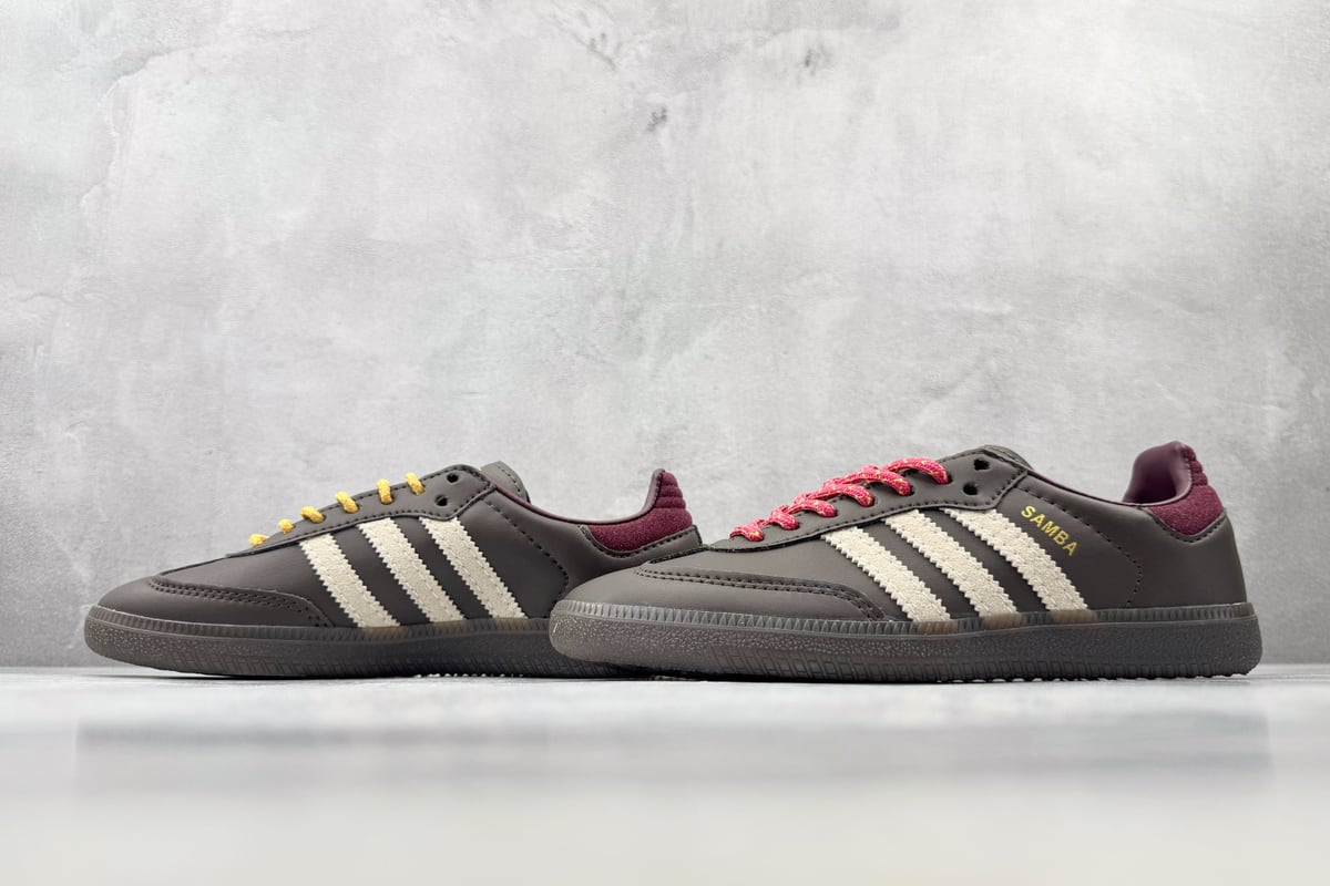阿迪达斯 Adidas originals SAMBA OG 深巧克力棕白橙 鞋跟实拍图