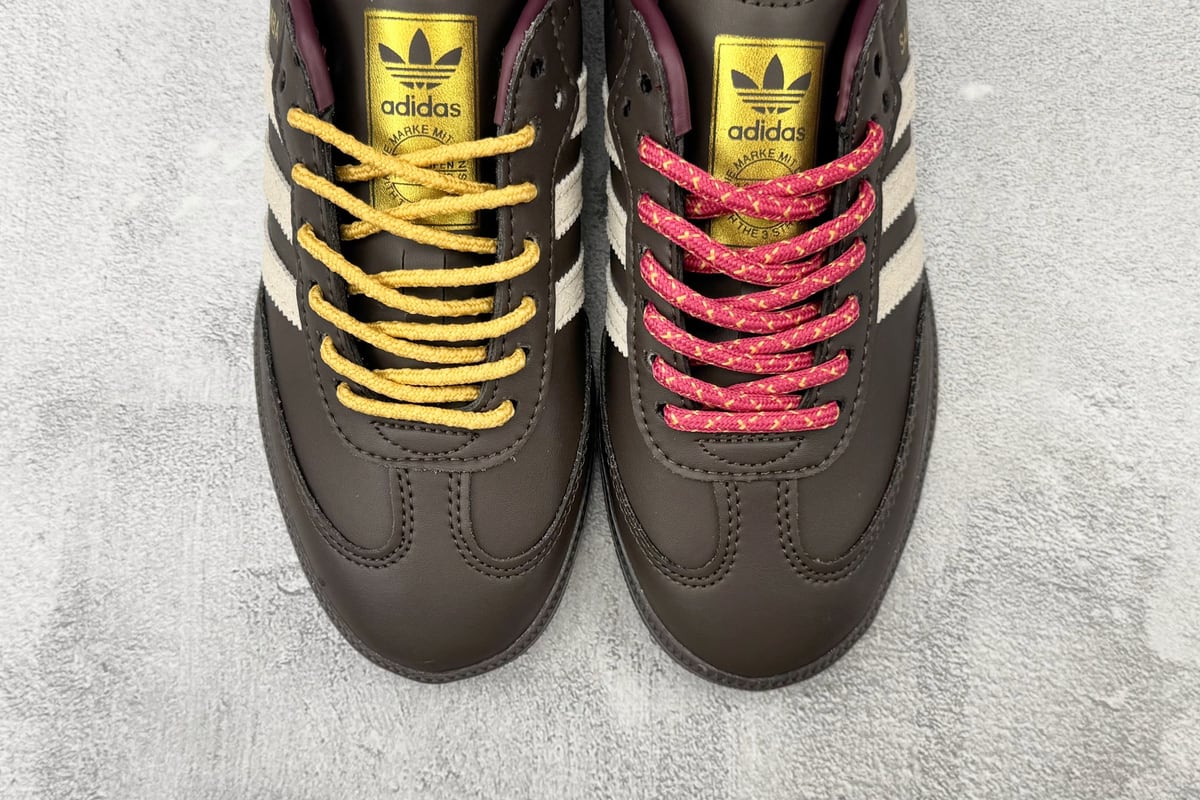 阿迪达斯 Adidas originals SAMBA OG 深巧克力棕白橙 鞋标实拍图