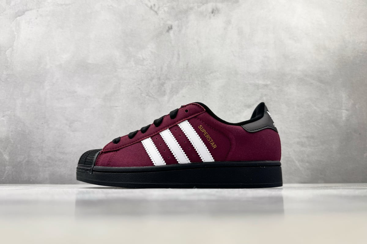 阿迪达斯 Adidas originals SUPERSTAR 2 酱红白黑 正面实拍图