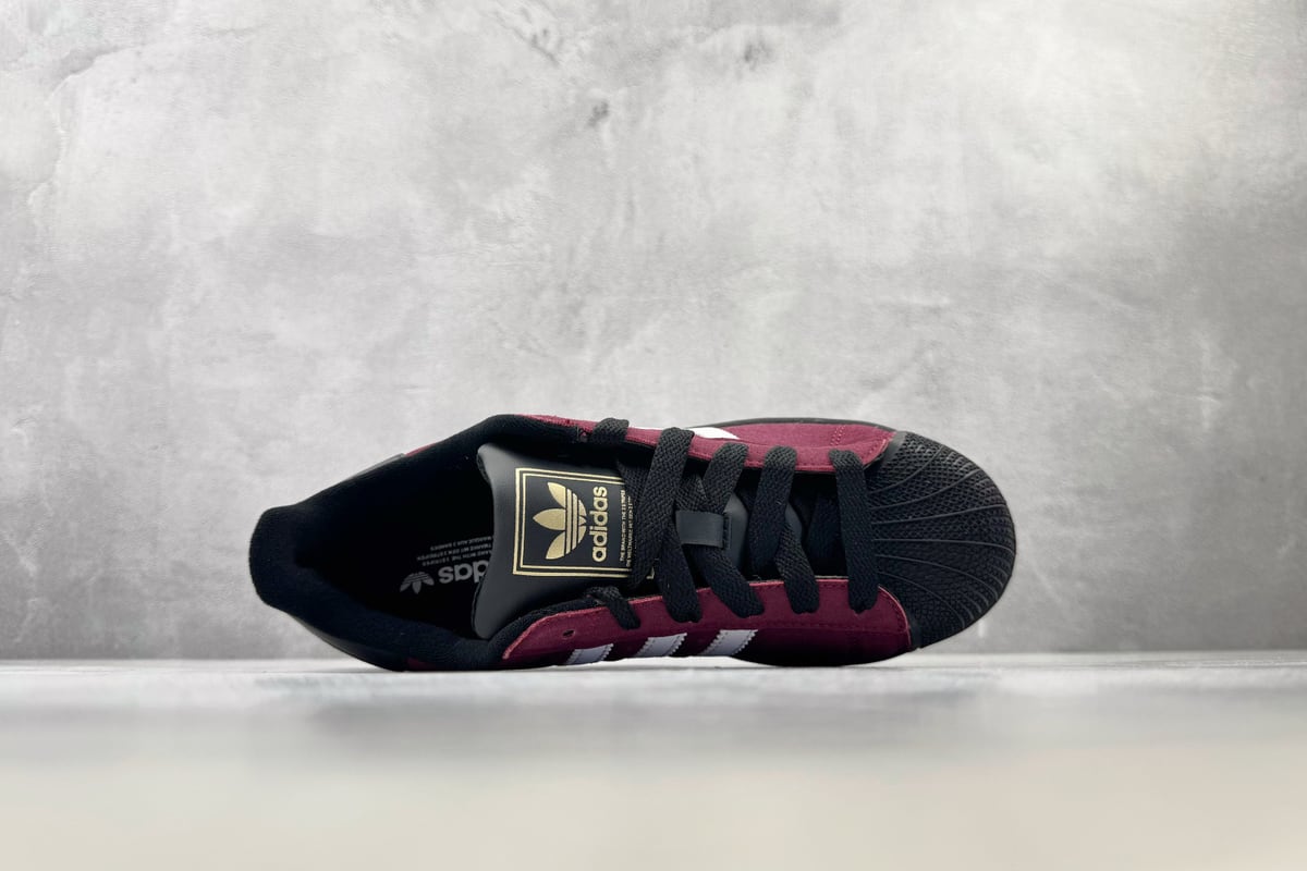 阿迪达斯 Adidas originals SUPERSTAR 2 酱红白黑 背面实拍图