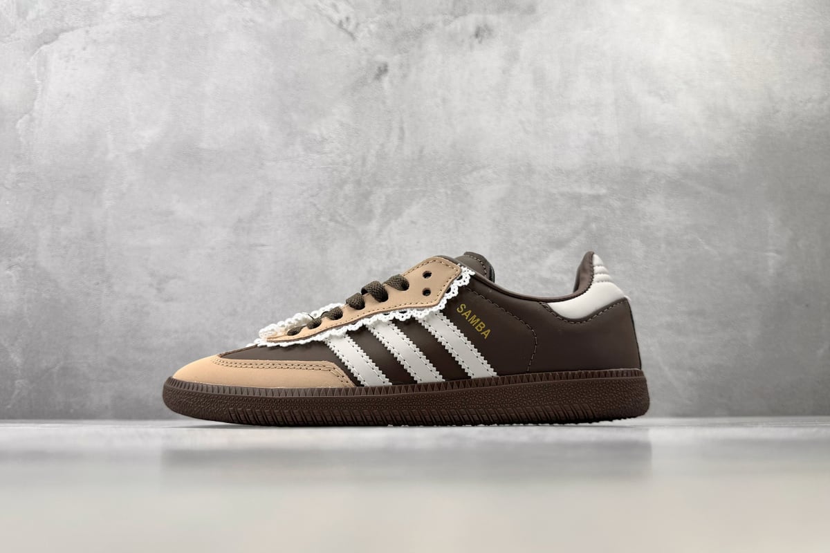 阿迪达斯 Adidas originals SAMBA OG 棕白橙 正面实拍图