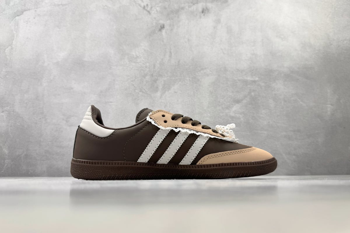 阿迪达斯 Adidas originals SAMBA OG 棕白橙 侧面实拍图