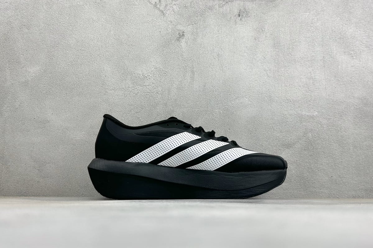 阿迪达斯 Adidas ADIZERO EVO SL 2 阿迪超轻透气缓震跑鞋 黑白 侧面实拍图