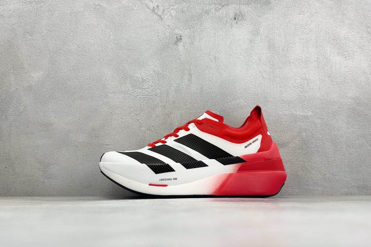 阿迪达斯 Adidas Adizero DROPSET ELITE 白红 正面实拍图